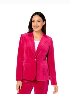 Studio Park  Shawn Killinger Velveteen Blazer Jacket Hot Pink Sangria Size 4X